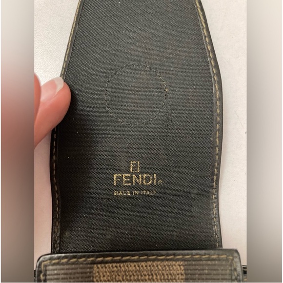 FENDI Roma Vintage Pecan Pattern Case Block Check Leather PVC Small Holder - Picture 7 of 11